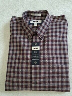 Joseph Abboud Button Down Shirt Size XL Plaid Purple Cotton Non Iron Classic Fit